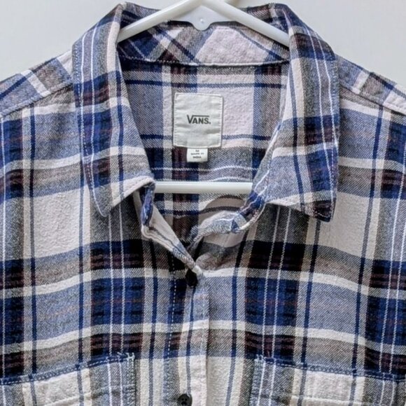 Vans Meridian Plaid Flannel Button Down Shirt in Blue & White - Picture 5 of 14